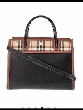 Black and Brown Plaid Accent Women’s Satchel